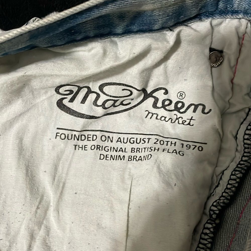 Mackeen market men’s striped neon green ripped skinny jeans Y2K acid wash size42 - Picture 13 of 14